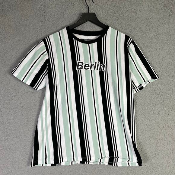 Refinery Republic Men’s Large Berlin Striped Slim‎ Fit Graphic T-Shirt - Picture 1 of 6